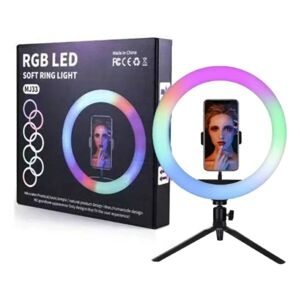 Megabilligt RBG selfie loof LED Ring Light State og Mobile Check sort