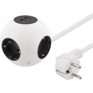 Deltaco Power globe, 2xUSB-A 2.1A, 4xCEE 7/4, 1xCEE 7/7, white