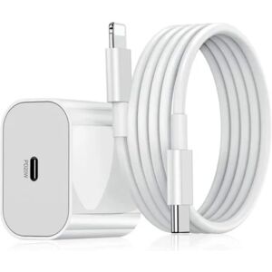 Apple iphone snabbladdare USB-C strömadapter 20W + 2m Kabel White (1st Laddare & 1st 2m laddkabel)