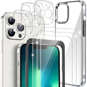 Case4you iPhone 13 Pro Max [7-PACK] 6x hærdet glas + 1x silikone etui TPU Transparent iPhone 13 Pro Max