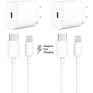 I Charger 2-Pack iPhone oplader Apple 11/12/13 USB-C strømadapter 20W + 1m White