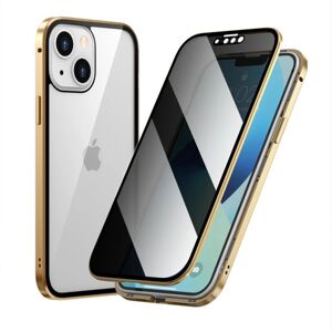 Apple Privacy Magnetic Metal Bumper Anti-peeping Case Kompatibel med Iphone 15 Pro Max/15 Ultra, dobbeltsidet hærdet glascover Gold For iPhone 15 Pro Max-15 Ultra