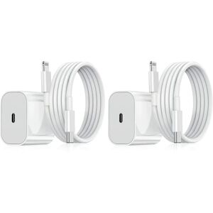 Apple 2-Pack - Download til iPhone - Hurtigladdare - Adapter + Kabel 20W Vit 2-Pack iPhone