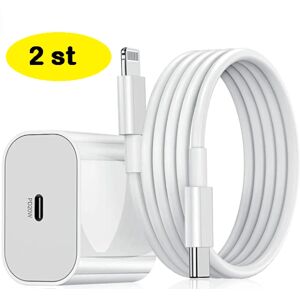 Apple 2 stk iPhone hurtigoplader USB-C strømadapter 20W + Kabel Hvid