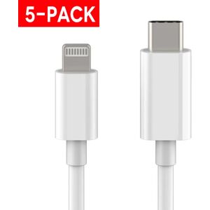 5-pakke USB-C til Lightning-kabel iPhone hurtigoplader