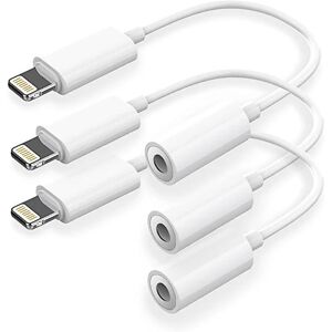 Apple Lightning Jack hovedtelefonadapter 3 Pack 3,5 mm hovedtelefon Aux Audio Adapter Dongle hovedtelefoner kompatibel til Iphone 13/12 Pro Max X/xs/max/xr 7/8