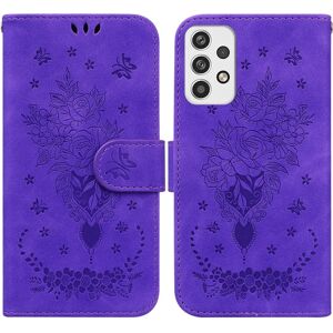 Etui til Samsung Galaxy A23 5g Cover Coque Butterfly And Rose Magnetic Wallet Pu Premium Læder Flip Card Holder Telefon Etui - Gul Purple