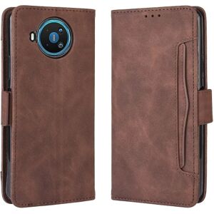 Kompatibel med Nokia 8.3-cover Justerbar aftagelig kortholder Magnetisk lukning Læderpung-etui Brown A