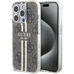 Guess iPhone 15 Pro Mobilcover 4G Gold Stripes - Brun