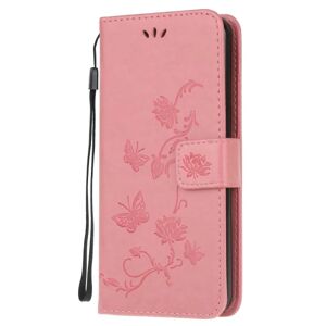 A-One Brand Imprint Butterfly Wallet Cover til Galaxy S21 Ultra - Pink Pink