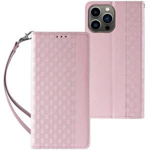 A-One Brand iPhone 13 Pro Wallet Case Magnet Strap - Pink