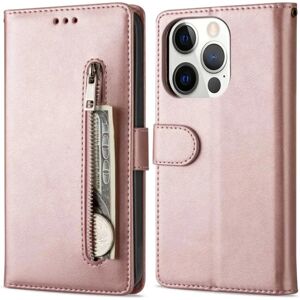 Taltech iPhone 14 Pro Max Wallet Case Lynlås - Rose Gold