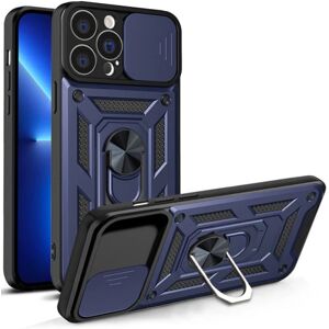 Ruhtel iPhone 13 Pro Cover med Ring Holder Hybrid Armor Camshield - Blå