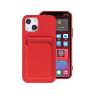 G-Sp iPhone 13 Silikonskal med Korthållare - Röd Red