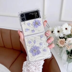 b behover. Samsung Galaxy Z FLIP 3 - gennemsigtig skal med tørrede blomster Blue one size