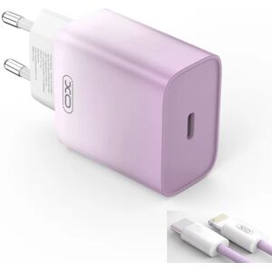 Apple XO USB-C oplader PD 30W med lightning kabel - Lilla/Hvid