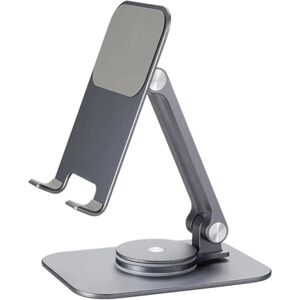Foldbar 360 Roterende Pad/telefonholder, Bærbar Telefon Metal Holder Stander Til Desktop, Justerbar Roterende Tablet Stand Til Alle Telefoner Og Pad (grå)