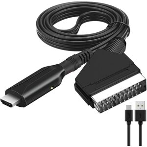 Scart til HDMI-konverter med HDMI-kabel, til Full HD TV 720P/1080P, Audio Video til Sky Blu-Ray DVD-afspiller STB VHS Xbox PS3