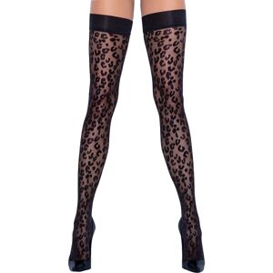 Cottelli Collection Cottelli Legwear: Leopard Hold Up Stockings, L Svart L