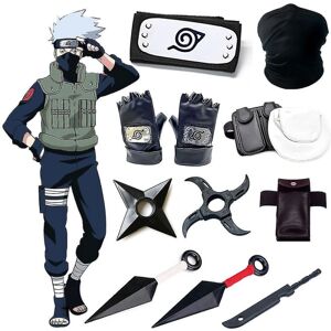 Jul Halloween Kakashi Tilbehør Naruto Handsker Kunai Mask Ninja Taske Uchiha Vanter Anime Action Figur Rekvisitter Stuff Børnelegetøj