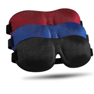 Sleep Mask 3 Pack, opgraderet 3d Contoured 100% Blackout Eye Mask til at sove med justerbar rem, behageligt og blødt natbind til kvinder, mænd, Black   Blue   Red