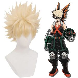 My Hero Academia Bakugou Katsuki Wig Blonde Parykker Med Bang Cosplay Party Anime Makeup Rekvisitter Gaver