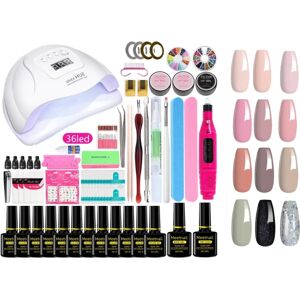 Nagelhuset Nail Gel Negle kit med UV lampe Neglelak Polygel Multicolor