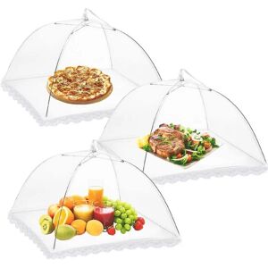 3 pakke madbetræk 14 tommer pop-up krypteret mesh tallerken servering telte, fin net skærm paraply til udendørs, grill, genanvendelig og sammenklappelig