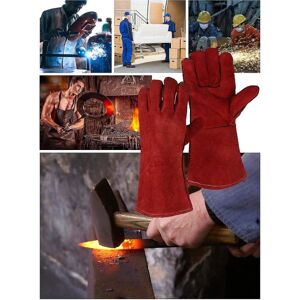WATERBERST Heavy Duty Stort Læder Varmebestandigt Foret Svejsere Handsker Handsker Til Brændeovn Brænder Bbq, Havebrugshandsker Til Mænd