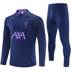 23-24 sæson Liverpool langærmet trøje til voksne og børns fodbolduniform opvarmning langærmet halvtræk træningsuniform Royal blue 12