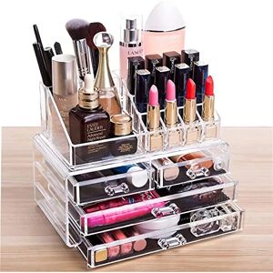 Akryl Klar Makeup Organizer og Opbevaring Stabelbar Hudpleje Kosmetisk Vitrine Med 4 Skuffer Make Up Stande til smykker Hårtilbehør Skønhed