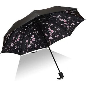 Floral Rain Sun Foldbar Paraply Vindtæt Anti Uv Compact Parasol Light Cherry Blossom Flower