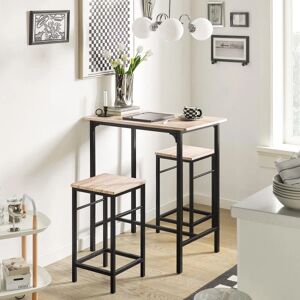 SoBuy Bordsæt med 2 taburetter Barbord Loungebord OGT10-N Wood Table with 2 stools