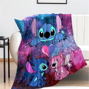 Lilo & Stitch tegneserietryktæppe Blødt, varmt fleece-flanelltæpper Sovesofa Bilkast Fødselsdagssøm Viftegaver E 130x150cm