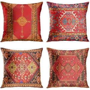 Sæt med 4 pudebetræk 45 cm x 45 cm geometrisk persisk boligindretning Orientalsk udendørs pude sofa sofa pudebetræk Farverigt 18 x 18 tommer