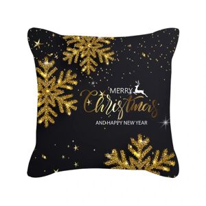 Glædelig jul Sort guld pude til etui Ferie snefnug Rensdyr bogstaver Print Dekorativt firkantet pudebetræk til skal til sofa sofa 3