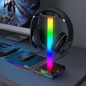 Rgb Gaming Hovedtelefonholder Usb Port Touch Control Strip Lys Skrivebord Gaming Headset Holder Bøjle Acc