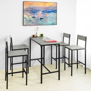 SoBuy Højt barbord med 4 skamler Spisebord Køkkenbord OGT14-HG Gray Rectangular table with 4 chairs