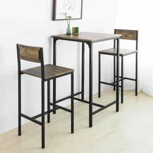 SoBuy Højt bord i træ med stole, 3-dele OGT27-N Brown Square tabel with 2 chairs