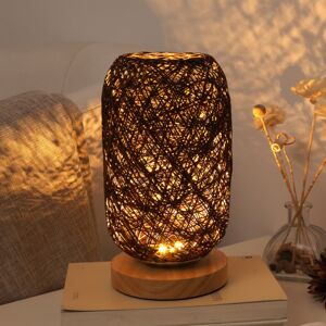 Moderne sengelampe i bambus og rattan bordlampe træfod kreativ moderne personlig dekoration, dæmpbar LED lampe, stue r