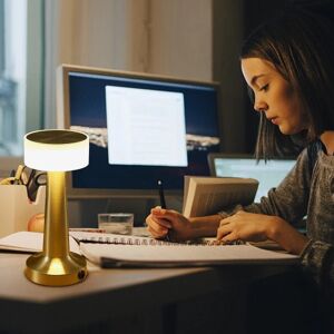 Lampe Batteridrevne bordlamper, genopladelig trådløs led skrivebordslampe med touch H, 3-niveau lysstyrke, usb øjenbeskyttelse dekoration natlampe Gold