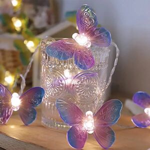 20 LED sommerfuglelys, 3 meter batteridrevne lilla sommerfuglelys til hjemmet Indendørs Udendørs Have Bryllupsfest Feriedekoration