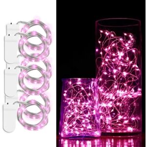 Megabilligt 6-Pack 1m Mini LED Light Loop Battery Drevet lyserød pink