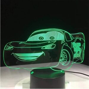 Drenge Fødselsdagsgave Lightning Mcqueen Route 66 Din racerbil 3d 7 Farve Lampe Visuel Led Natlys Til Børn Touch Usb Bordlampe