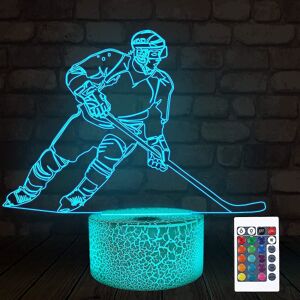 Ishockey 3d lampe, halo bedside Illusion Night Light Laser Halo D 16 farver skiftende fjernbetjening