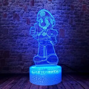 Super Mario Bros LED Anime Lampe Skrivebord 3D Illusion Sleep Ni
