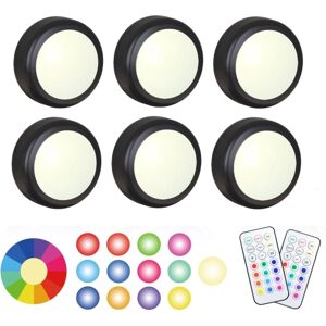 LED spotlights 6 stk med 2 fjernbetjeninger RGB Design mange farver black