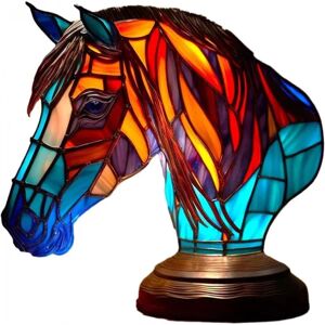 Animal bordlampe serie farvet harpiks Elephant Dragon Wolf Lampe Retro sengelampe Tiffany Style Natlampe Bohemian Resin Lampe til Bedroo-WELLNGS häst