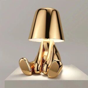 Bedside Touch Bordlampe, Guld Thinker Lampe Skrivebordslampe Trådløs genopladelig bærbar dekorativ sengelampe med USB-opladning