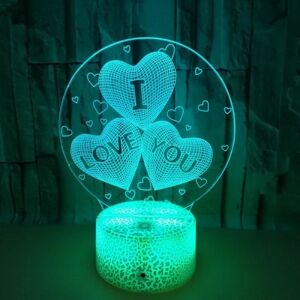 Heart Shape 3D nattlampe, præsentation for kvinder, romantisk 3D Illusion lampe LED nattlampe 16 skiftende farver med fjernkontrol